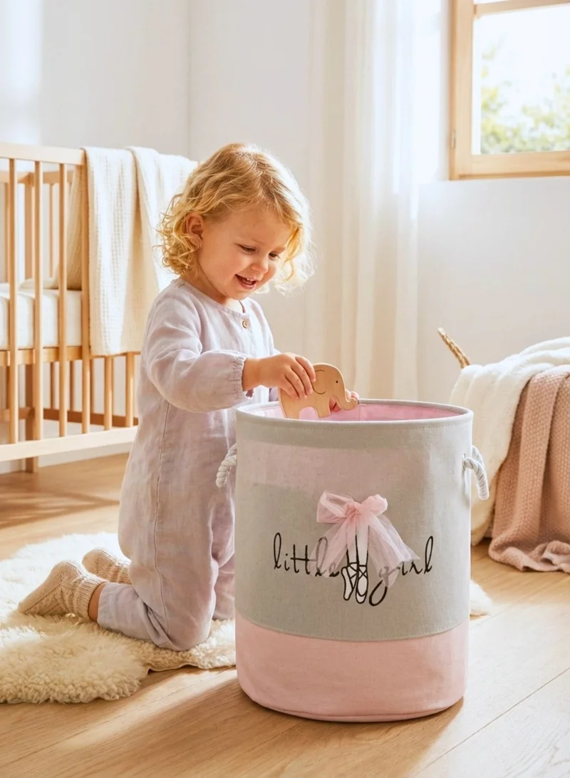 1Chase Ballet Bow Kids Laundry Basket Canvas Storage Organizer – Ballet Bow Design, Foldable Toy and Clothes Hamper with Handles  | Best Price UAE